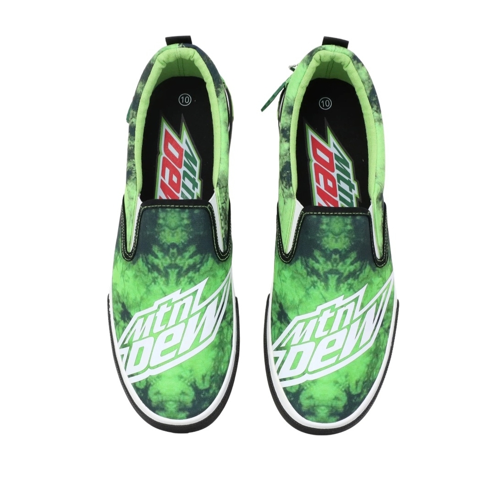 Mountain Dew Green Slip-On Sneakers Skater Soda Pop Size 8